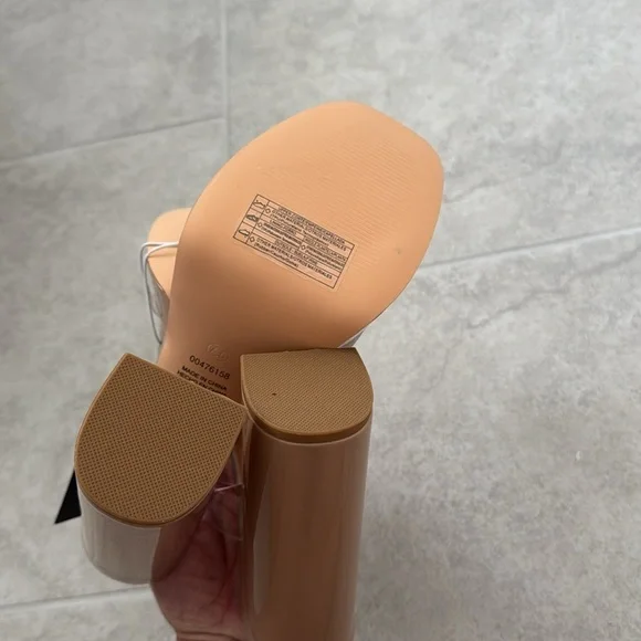 Beige Transparent Strap Women's Heels - Picture 4 of 4